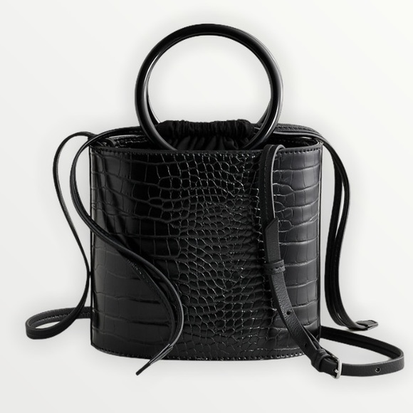 Elizabeth and James Handbags - Elizabeth and James ring handle croc crossbody bag